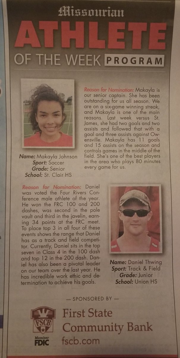 timisgrig22's tweet image. Makayla Johnson is your Missourian Athlete of the Week. Congrats Makayla! #dogpride