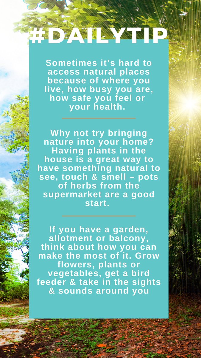 #Dailytip
#LivUniWellbeingweek
#Connectwithnature
@Menatlhealthfoundation