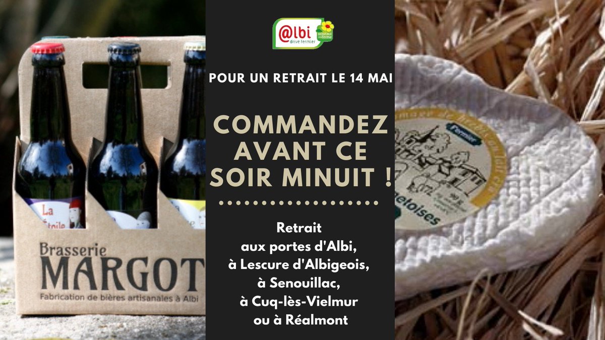 DriveFermier_81's tweet image. En ce long week-end, pas de changement pour le drive fermier : commandez sur drivefermier-albi.fr jusqu'à ce soir minuit, retirez vos produits vendredi après-midi ! (ou même samedi aux Serres de Ramon, aux Vergers du Bosquet ou à la Petite Biscuiterie)