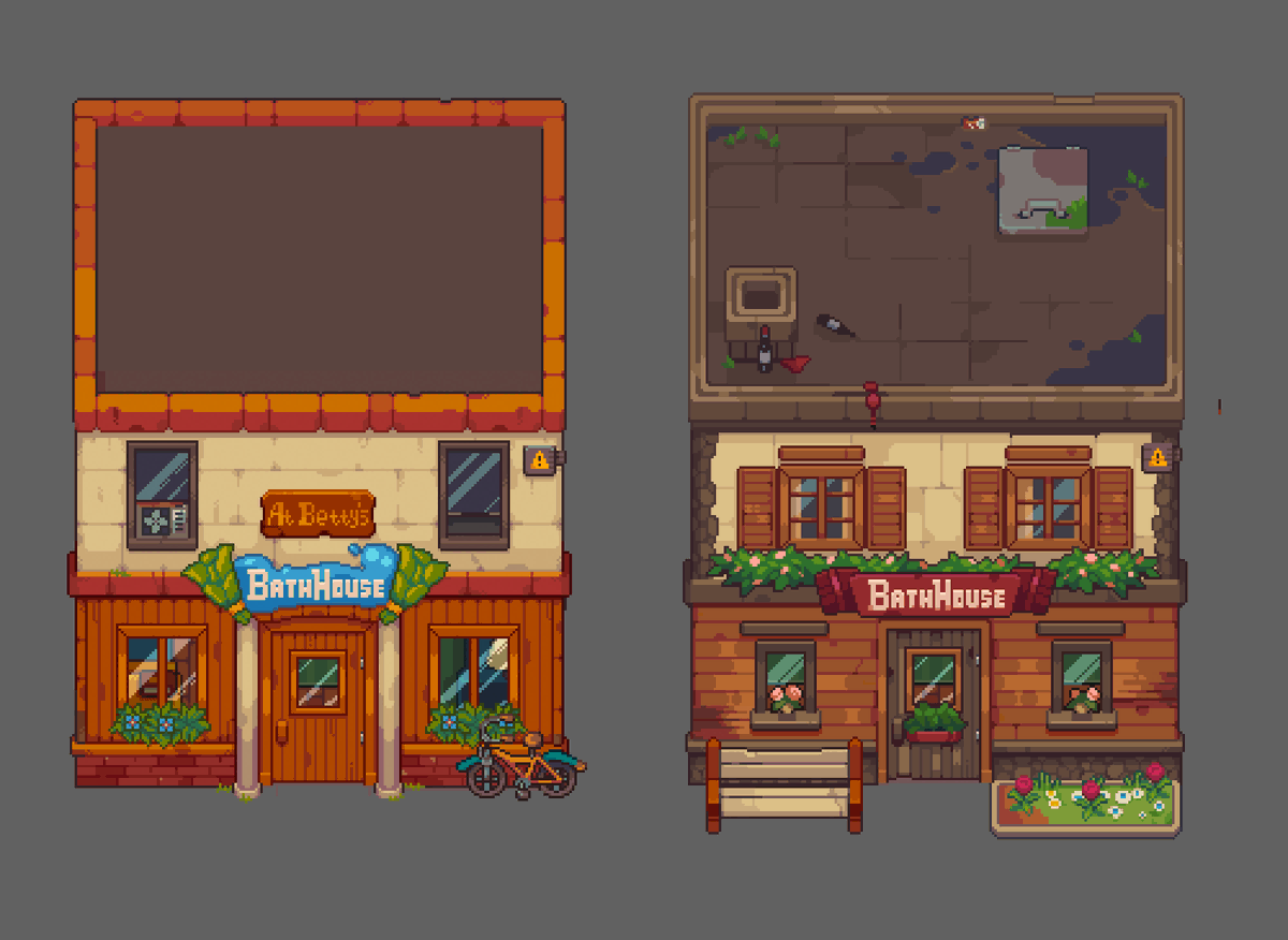 BloomtownGame's tweet photo. Before and after 😊 #pixelart https://t.co/97ZLhc5EF9