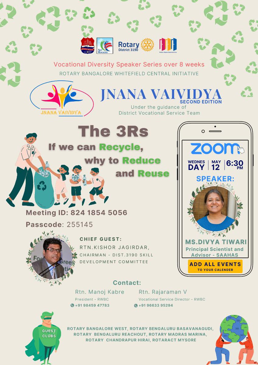 *Why Reduce, when we can Recycle?*
12 May (Wed) @ 6.30pm
Zoom link: 
us02web.zoom.us/j/82418545056?…