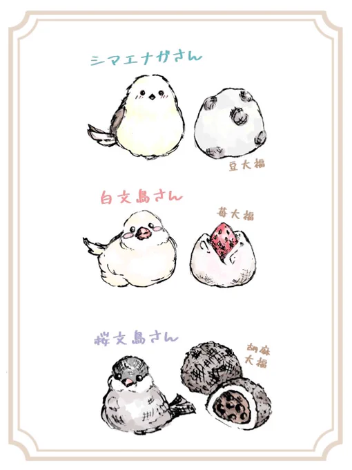 とりさんの和菓子喫茶
小鳥とそっくりな大福3種゜.+:。.+* 