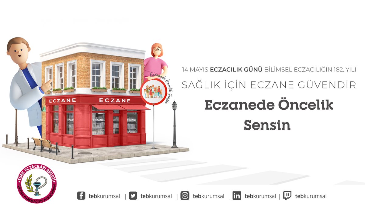 tebkurumsal's tweet photo. Sağlığınız için eczacınıza güvenin. Eczanede öncelik sensin. #14mayıseczacılıkgünü #eczanegüvendir https://t.co/T9v2s1MFvA