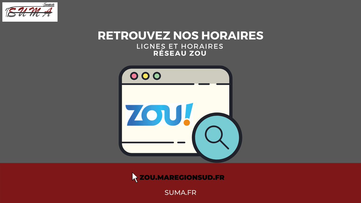 TransportsSuma's tweet photo. Retrouvez les horaires des lignes ZOU.
➡ https://t.co/NCb6Pk1JCT https://t.co/xr0Xns4ivS