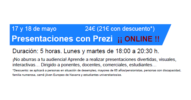 #CURSO #ONLINE: Presentaciones con #Prezi 

🌐is.gd/1QWjJz