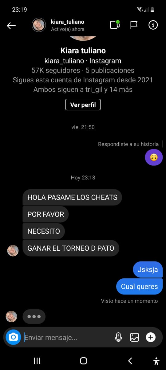 Skoot1x_'s tweet photo. Bueno, aca comienza la conversacion. Me hablo de la nada para adquirir cheats y esto es lo que hablamos: https://t.co/hnPWhdq2pF