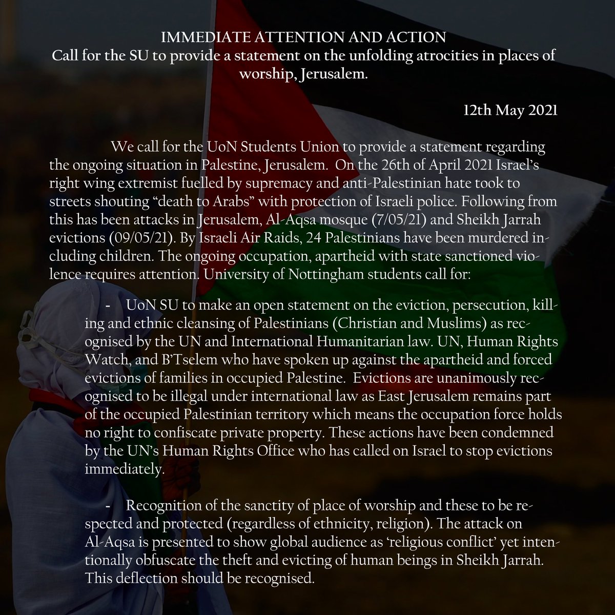UoNPalSoc's tweet photo. "If you are neutral in situations of injustice, you have chosen the side of the oppressor" - Desmond Tutu. https://t.co/6A2MbBmFTz