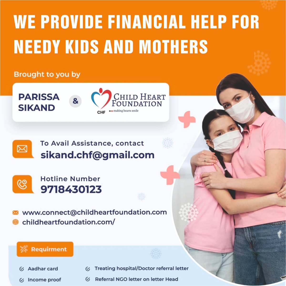 'Parissa- Child Heart Foundation Covid Relief' is providing financial help for covid affected needy kids and mothers. Contact 9718430123
#Covid19IndiaHelp #COVID19