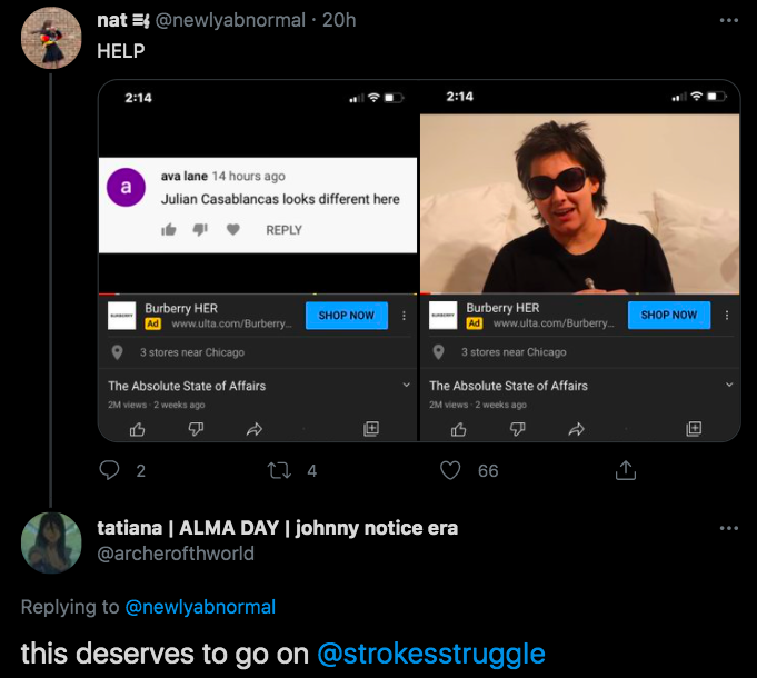 strokesstruggIe's tweet photo. joana ceddia was actually julian casablancas all along https://t.co/Qr2eI91ICe