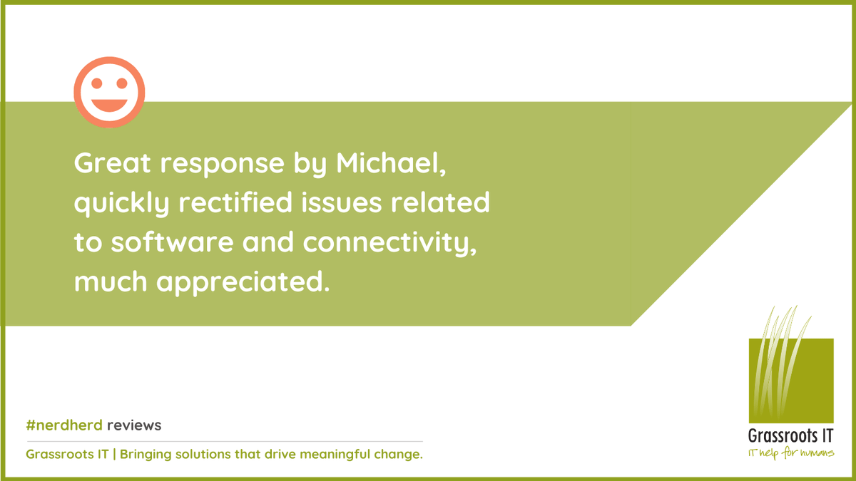 GrassrootsIT's tweet photo. A big thank you for the amazing review for Michael L. We value the effort you put in letting us know that our work is appreciated. 💚 #reviews https://t.co/MQFHRuv03O