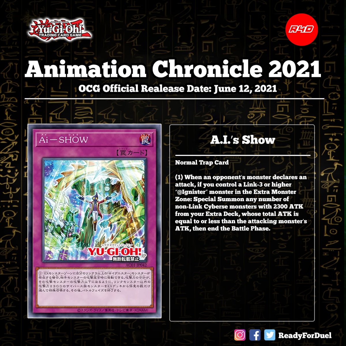 Readyforduel's tweet photo. Animation Chronicle 2021
OCG Official Realease Date: June 12, 2021
Source: https://t.co/G1R7f0rtRu
#遊戯王 #OCG #R4D #TCG #YGO #YuGiOh #유희왕
#デュエルリンクス #tcgcollectible https://t.co/3D3Qi4HrWR