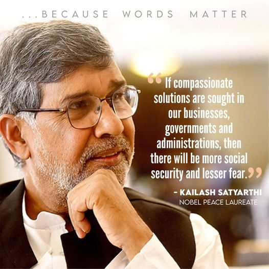 BBAIndia's tweet photo. The #Covid19 pandemic has unleashed fear everywhere. The only way to tackle it is - to look for compassionate solutions together.
#WednesdayWisdom #BecauseWordsMatter @k_satyarthi https://t.co/26NUq06S0M
