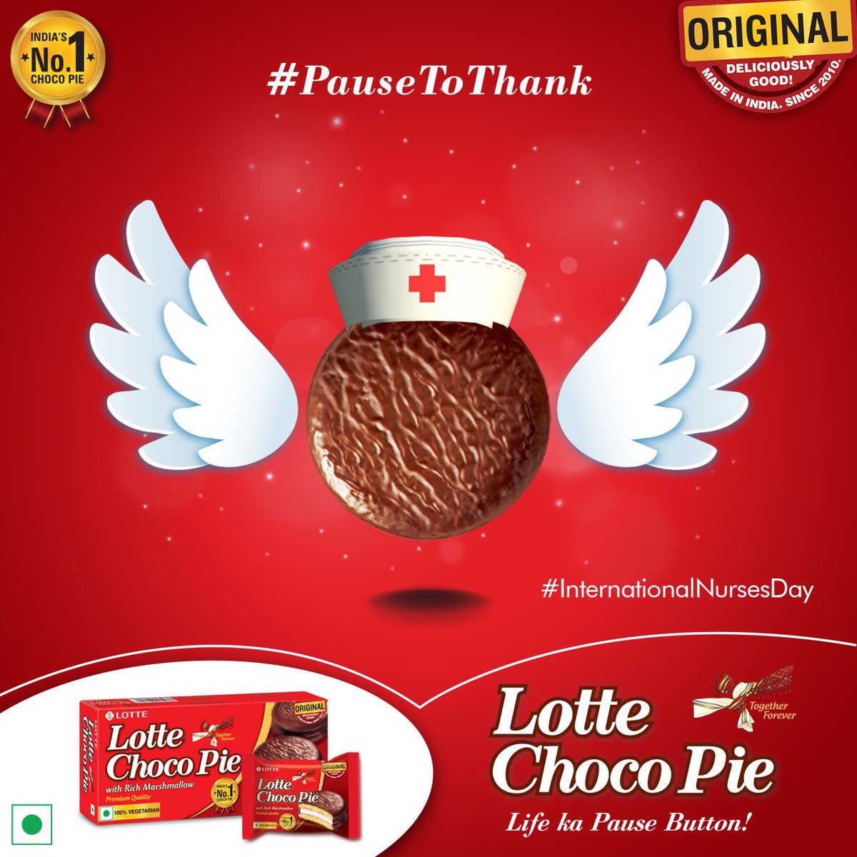 lotte_india's tweet photo. #LotteChocoPie #LifeKaPauseButton #May #May2021 #May12 #InternationalNursesDay #PauseToThank

Buy Now at - https://t.co/SOl3KVBy75

#Lotte #lotteindia #lottegroup #chocopie #pie #lottepie #desserts #snacks #biscuits #cakes #chocolates #sweets #candy #confectionery #cakes #treats https://t.co/KUvODVhXqN
