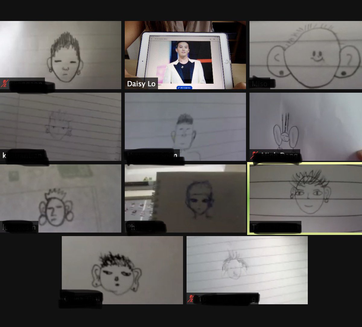 MS Mandarin A class is drawing the features according to the clues given by the teacher over Zoom during Virtual School. This is the revealing time. GD and Cameron Diaz! #ssis #ssisworldlanguages https://t.co/TULefBjtbo
