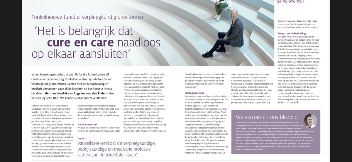 Trots op het <a href="/radboudumc/">Radboudumc</a>. Ieder centrum wordt geleid door bedrijfskundig -, medisch én verpleegkundig directeur. #inpositie #belangrijk #dagvandezorg #Amaliakinderziekenhuis #impactonhealthcare