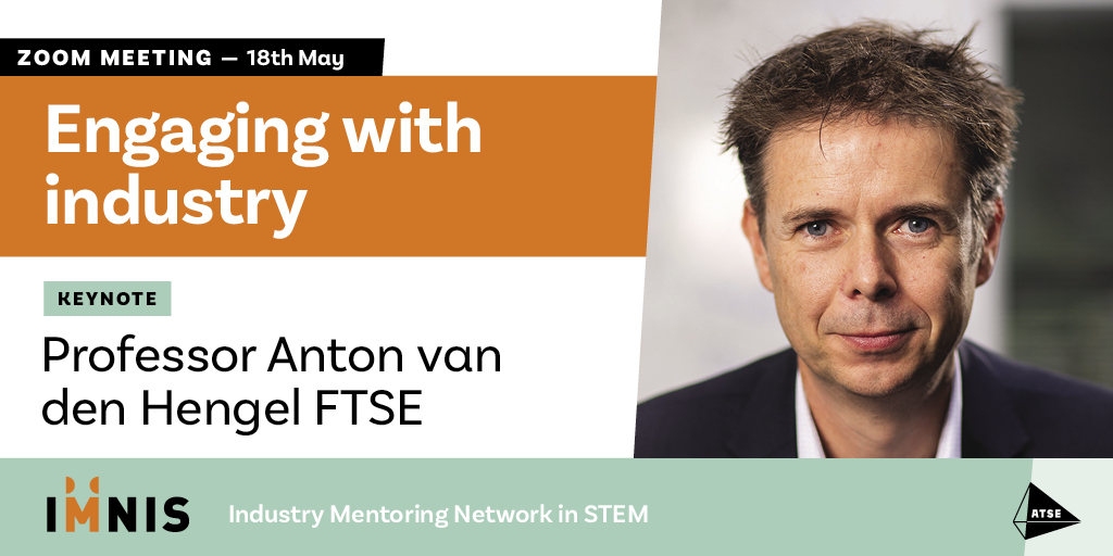 Tues 18 May: #EngagingwithIndustry. Join <a href="/atse_au/">Academy of Technological Sciences & Engineering</a>'s next #IMNIS event online to hear from our esteemed ATSE Fellow &amp; Keynote, Professor Anton van den Hengel, FTSE (<a href="/AntonvdH/">Anton van den Hengel</a>), Director, <a href="/TheAIML/">Australian Institute for Machine Learning</a> <a href="/UniofAdelaide/">Uni of Adelaide</a>. Register: eventbrite.com.au/e/engaging-wit…. #EngagingwithIndustry #REDIpartner