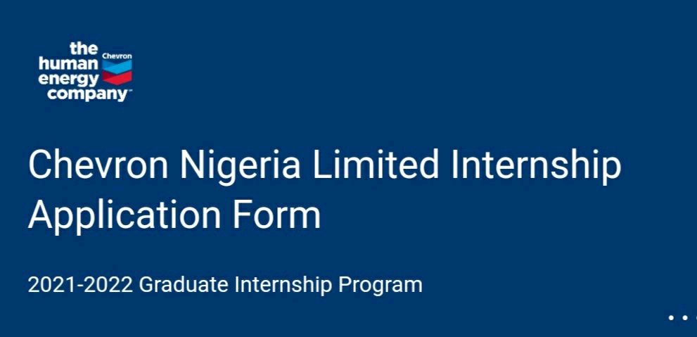 2021-2022 Chevron Nigeria Limited Internship Application for Nigerian Graduates 

forms.office.com/pages/response…

#Momentswithbren 
#graduateprogram 
#jobopportunities