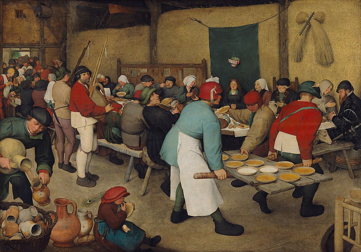 Pieter Brueghel l'Ancien (Pays-Bas espagnols vers 1525 -  1569 - Renaissance Flamande) 'Le Repas de Noce' (1568) 
#BrueghellAncien #renaissanceflaande #brueghel #Flemishrenaissance #peinture #artwork #painting #ArtistOnTwitter #museum #museumarchive