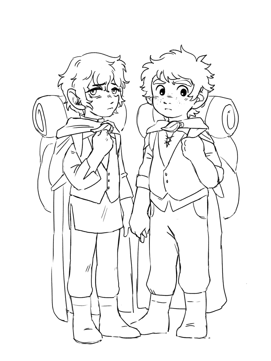 frodo and sam except they're dungeon meshi style halflings 