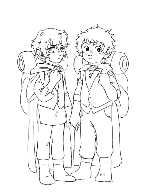 frodo and sam except they're dungeon meshi style halflings 