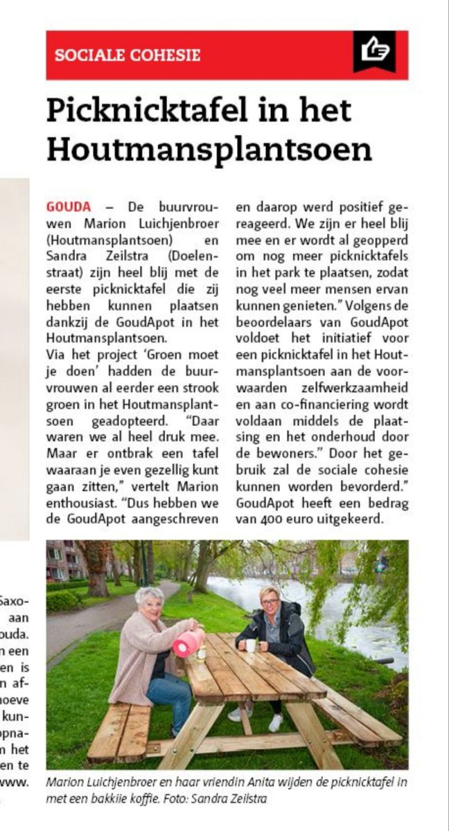 Eerste picknicktafel tafel in het Houtmansplantsoen dankzij Goudapot! Dank <a href="/Mariankagouda/">Marianka Peters</a> voor de post!