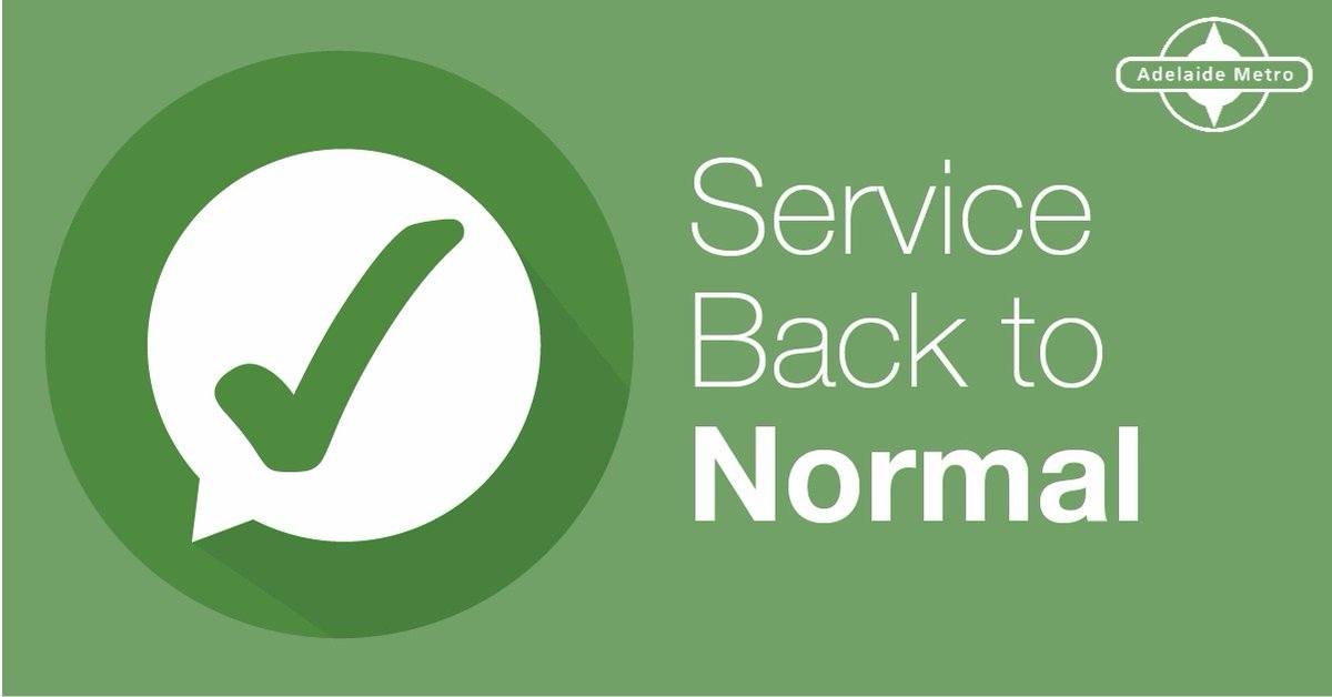 AdelaideMetroSA's tweet photo. #Update #bus560 #bus502 and #bus225 services have returned to normal. https://t.co/R5WPgfVTQf
