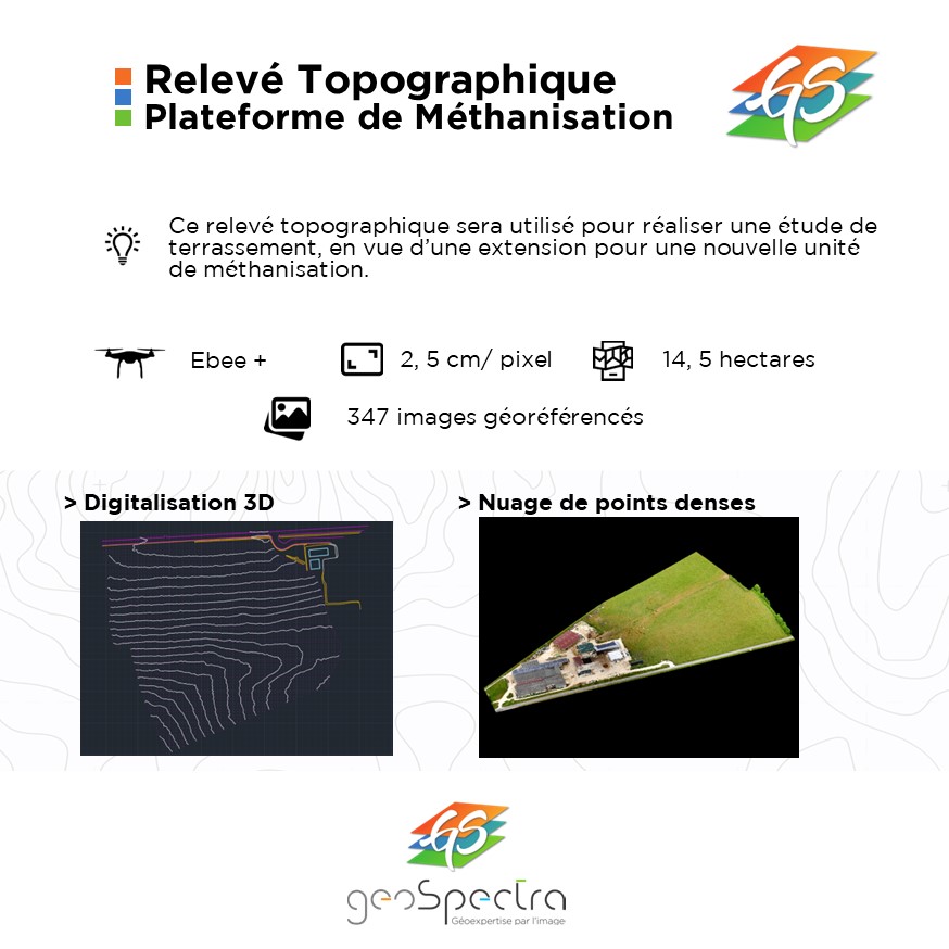 Relevé d'une plateforme de méthanisation : 👍
Ce relevé a pour objectif de réaliser une étude de terrassement en vue d'une nouvelle unité de méthanisation. 

<a href="/geospectra1/">geospectra</a> <a href="/ia_drone/">IA-DRONE Technologie</a>

 #geoexpertise #topographie #photogrammetrie #drone  #sensefly #pix4D#trimblegeospatial