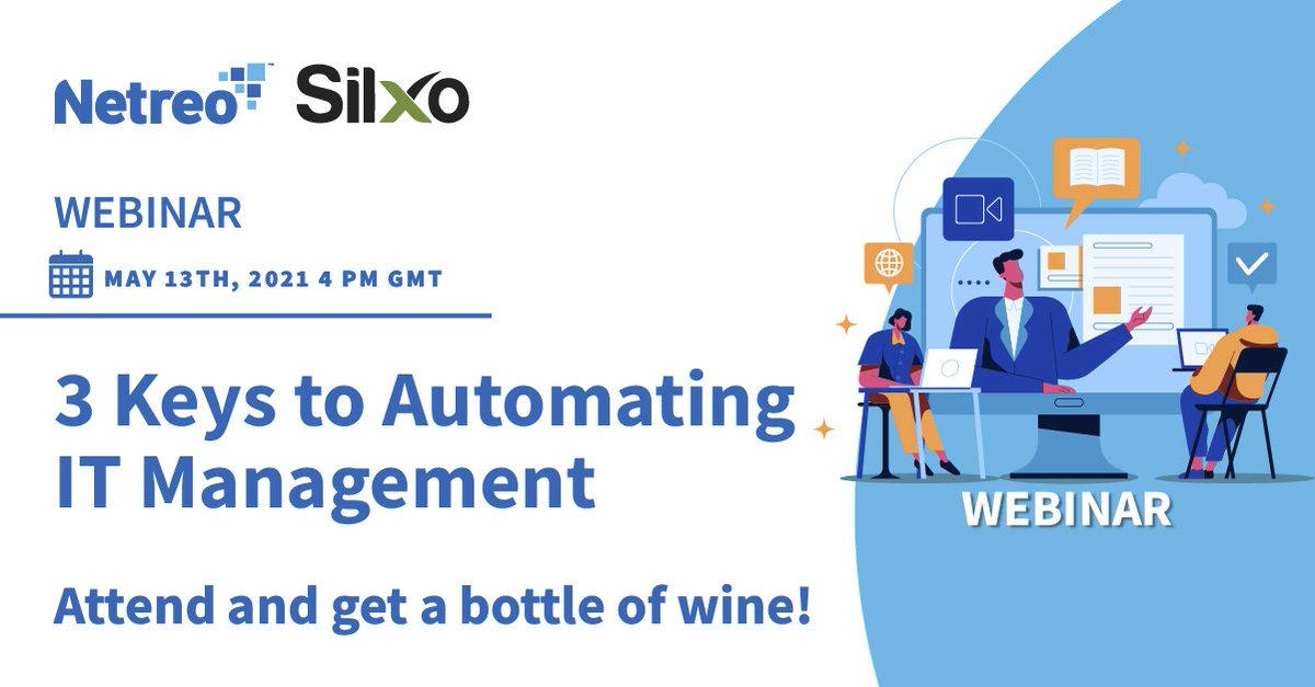 Tomorrow we're hosting a webinar with our new partners <a href="/netreo/">hack</a>! 

We'll cover using #automation in existing systems, automating responses, and leveraging AI/ML. 

Click below to register! All eligible attendees will receive a free bottle of wine. 

go.netreo.com/silxo-automati…