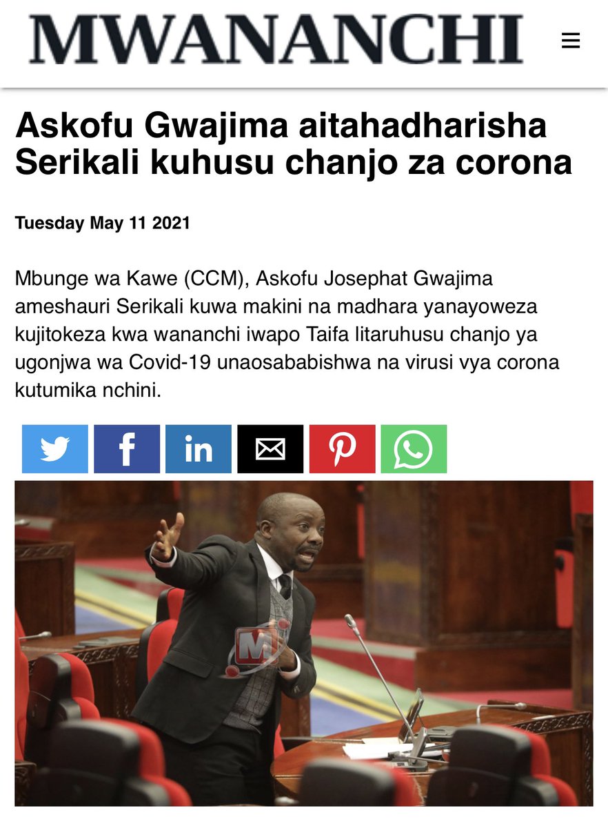 Huyu Gwajima si ndo alikuwa anadai anaweza kufufua wafu? 🙄
Huyu na sayansi wapi na wapi? 🤣🤣

Chanjo hakuna kukwepa! We sema hutataka kudungwa! Alafu umeongea rubbish kabisa eti hazijaidhinishwa sijui! Labda hiyo Sputnik bado ila usilete hadithi kwenye hili!
👊🏽 #TunatakaChanjo