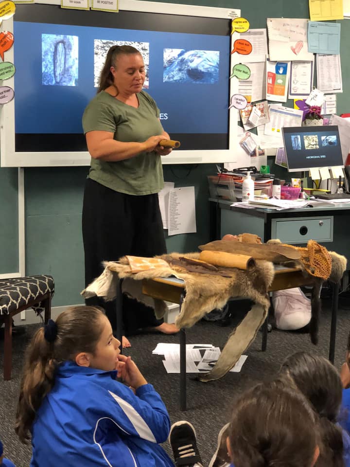 GSPS1889's tweet photo. Thank you to Erin from Yanmala Cultural Education who spoke to our Stage 2 students about Aboriginal history. Erin shared her heritage and cultural experiences and has made a lasting impact on our students. https://t.co/c9KYjIbHYx