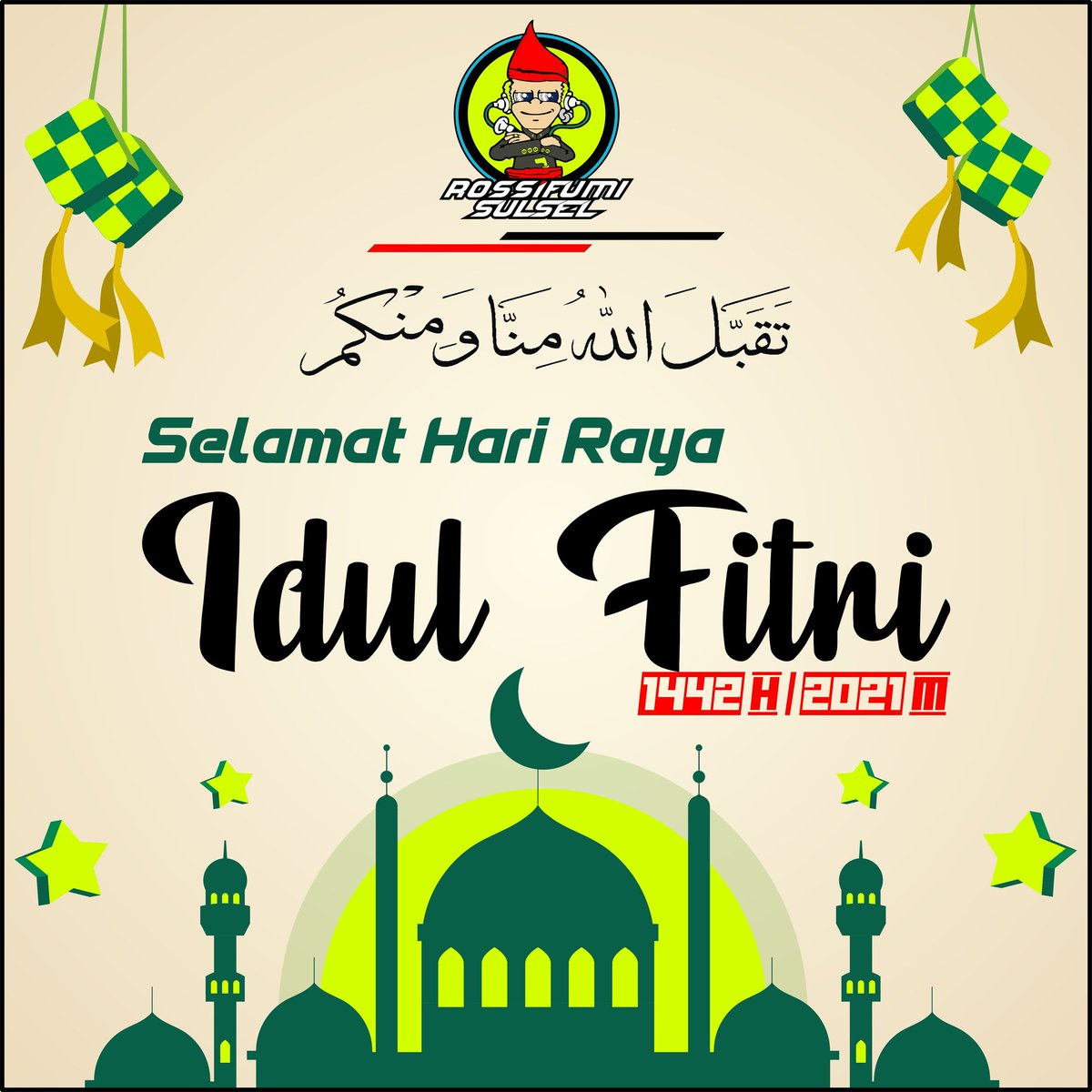 Segenap keluarga besar Rossi Fumi Sulsel 
Mengucapkan selamat hari raya Idul Fitri 1442 H
Semoga amal ibadah puasa kita diterima oleh Allah SWT
Dan kita masih bisa dipertemukan ramadhan yg akan datang... aamiin...!!