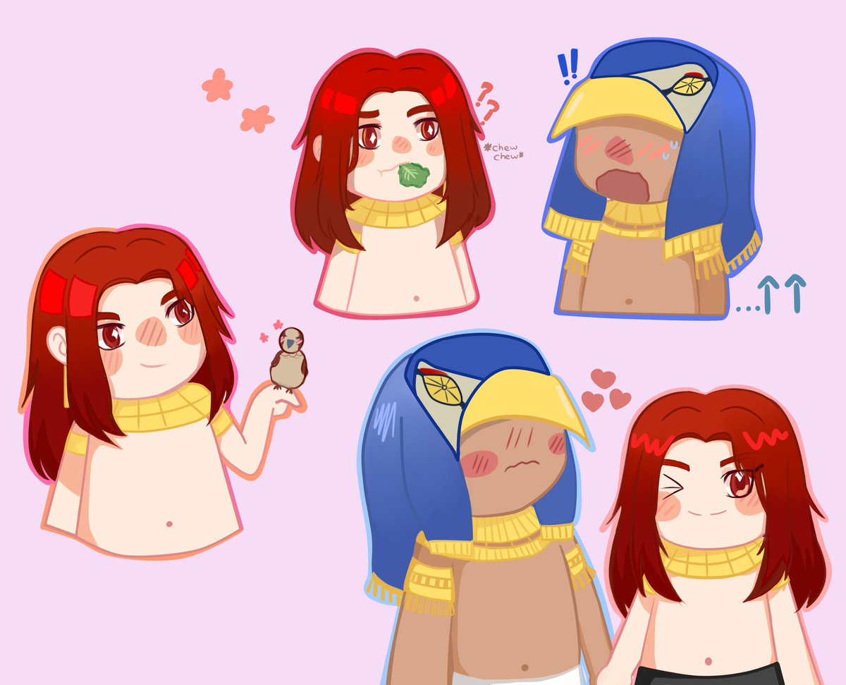 Doodled some HoruSeth as tiny boys!! i know bird Horus isn't that small but i had to make him fit on Seth's finger 😅

#엔네아드 #ENNEAD #エネアド #九柱神