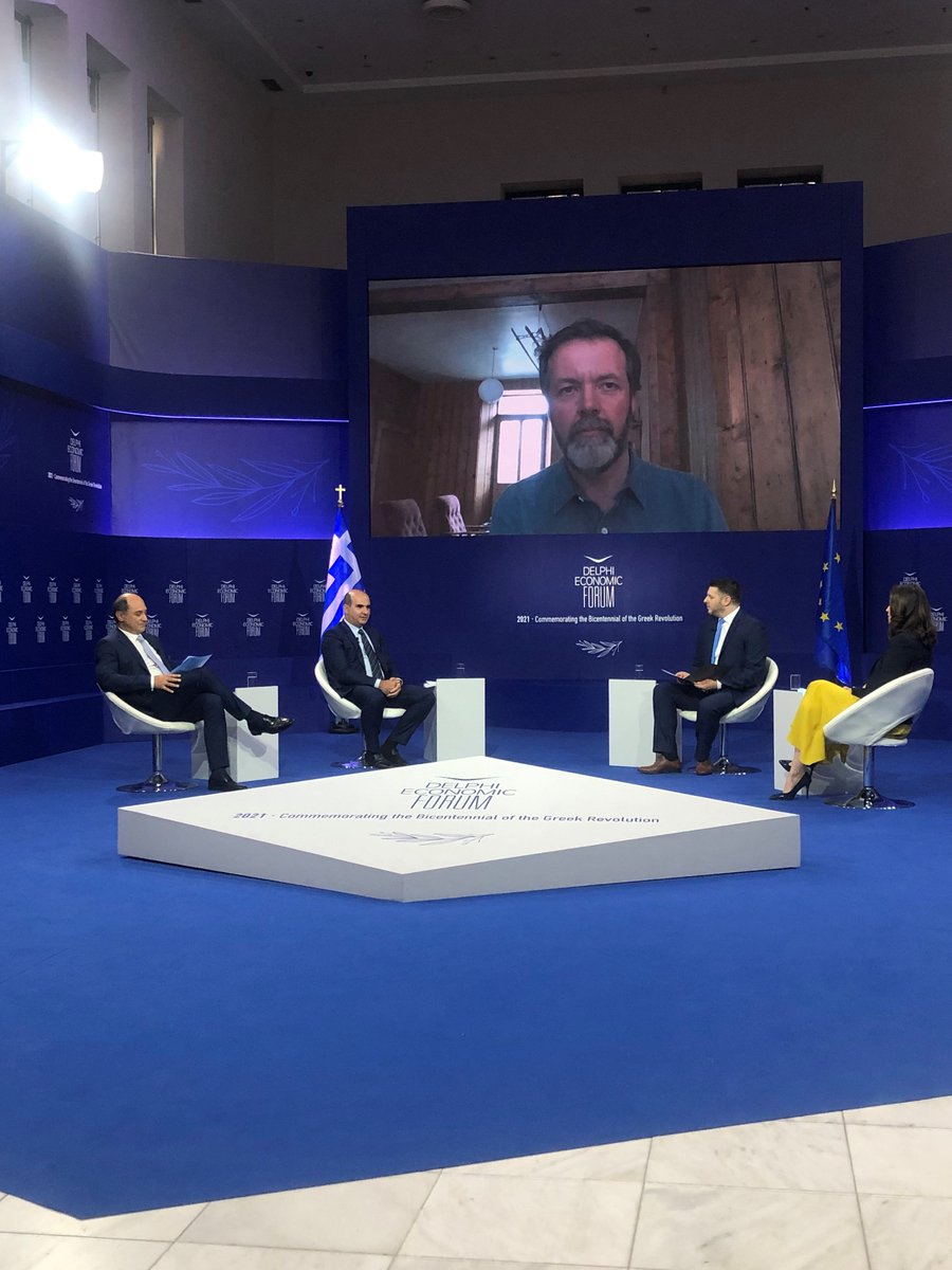 Happening Now at @delphi_forum:
The founder &amp;CEO of #Polygreen, Athanasios Polychronopoulos  is explaining the essence of circular economy through 6 Delphi maxims starting with ΜΗΔEN ΑΓΑΝ, nothing in excess, which describes at best the EU Green Deal.
#polygreen #circulareconomy