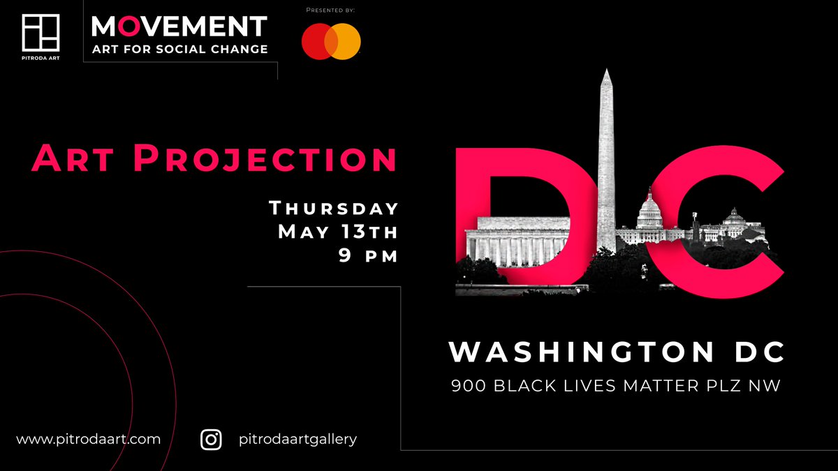 Pitroda Art Gallery (@pitrodaart) on Twitter photo Join us tomorrow in #DC as we unveil the winning artworks of Movement: Art for Social Change our inaugural juried exhibition on #RacialJustice #Art4Change <a href="/Mastercard/">Mastercard</a> <a href="/NatUrbanLeague/">National Urban League</a> <a href="/Murals_DC/">MuralsDC</a> <a href="/MayorBowser/">Mayor Muriel Bowser</a> Join us tomorrow in #DC as we unveil the winning artworks of Movement: Art for Social Change our inaugural juried exhibition on #RacialJustice #Art4Change <a href="/Mastercard/">Mastercard</a> <a href="/NatUrbanLeague/">National Urban League</a> <a href="/Murals_DC/">MuralsDC</a> <a href="/MayorBowser/">Mayor Muriel Bowser</a>