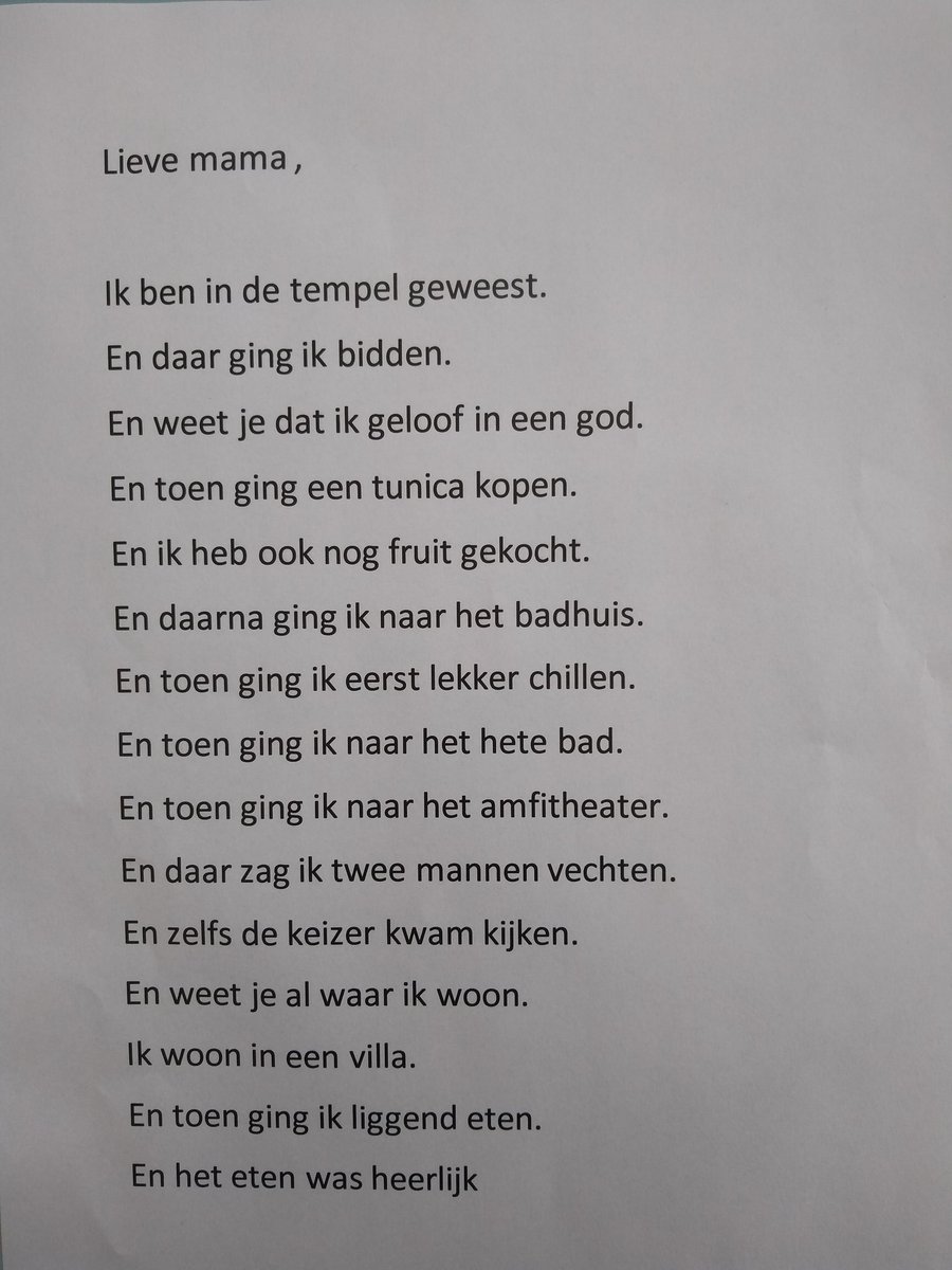 HarreveltLisa's tweet photo. Als schrijfopdracht bij het thema Romeinen heeft groep 3 voor het eerst een brief getypt. De opdracht: doe alsof je een Romein bent, schrijf over de dingen die je vandaag hebt gedaan en laat zien wat je dit thema hebt geleerd. En dat bleek een heleboel te zijn! @Turingschool020 https://t.co/AyIwnFSe9u