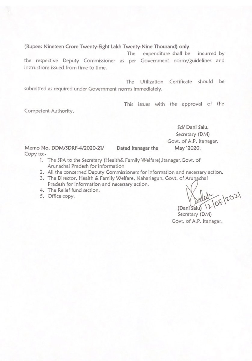 For effective management of #COVID19, ₹66.0029 crores of SDRF has been released to Health Department and all Deputy Commissioners for COVID related expenses.