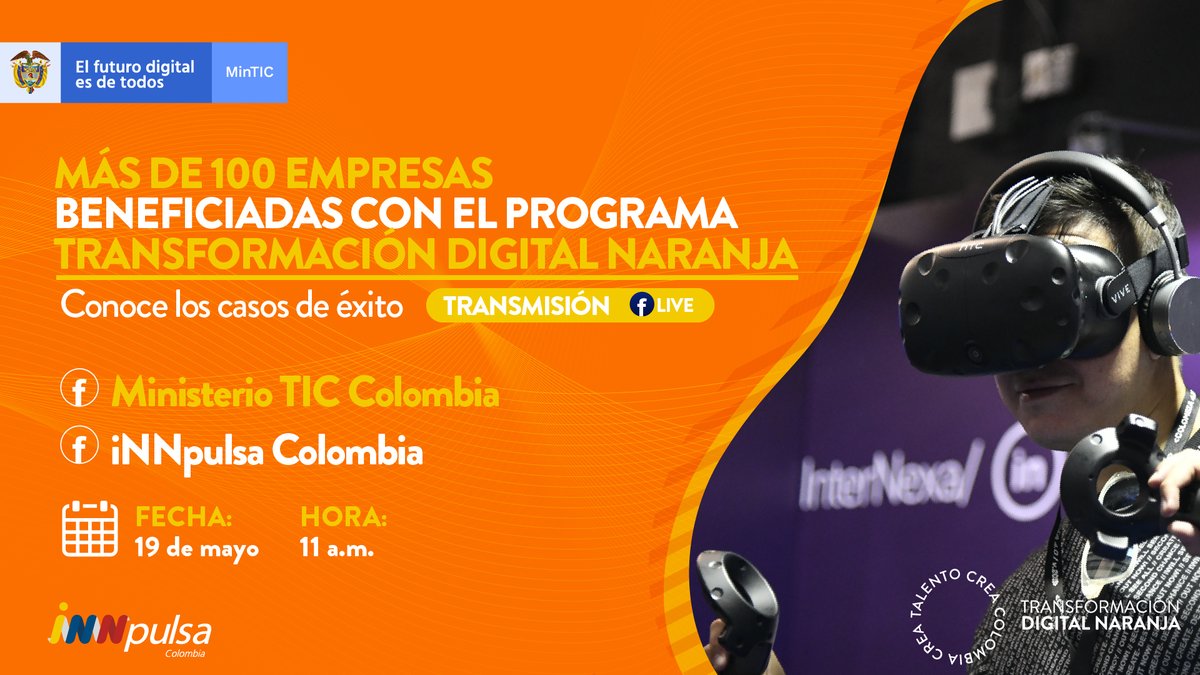 Ministerio_TIC's tweet photo. Si eres de la industria naranja y quieres fortalecer tu empresa con el uso de las tecnologías, te tenemos una invitación. Conoce los casos de éxito de #TransformaciónDigitalNaranja e inspírate. Miércoles 29 de mayo, 11 a.m. 🡪 https://t.co/TZkTdG5KNd o https://t.co/OdLln9qg7R https://t.co/nNCG67cN5l