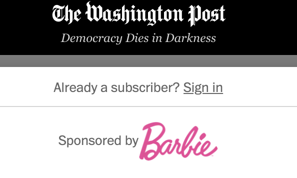 amitai_r's tweet photo. This seemed like an interesting choice for their target audience #wsj #Barbie https://t.co/YJOG2mAtA2