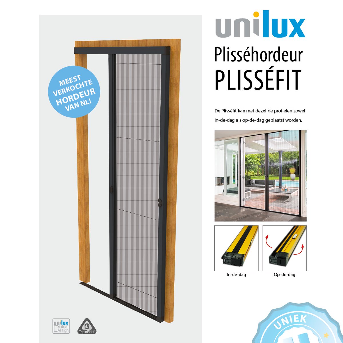 We zetten de Unilux toppers in de spotlights! Dit keer: de Plisséhordeur PLISSÉFIT. De meest verkochte hordeur op de Nederlandse markt. Uniek vanwege zijn draaibare profielen waardoor zowel in- als op-de-dag plaatsing in het kozijn mogelijk is. #uniluxhorren #insectenwering