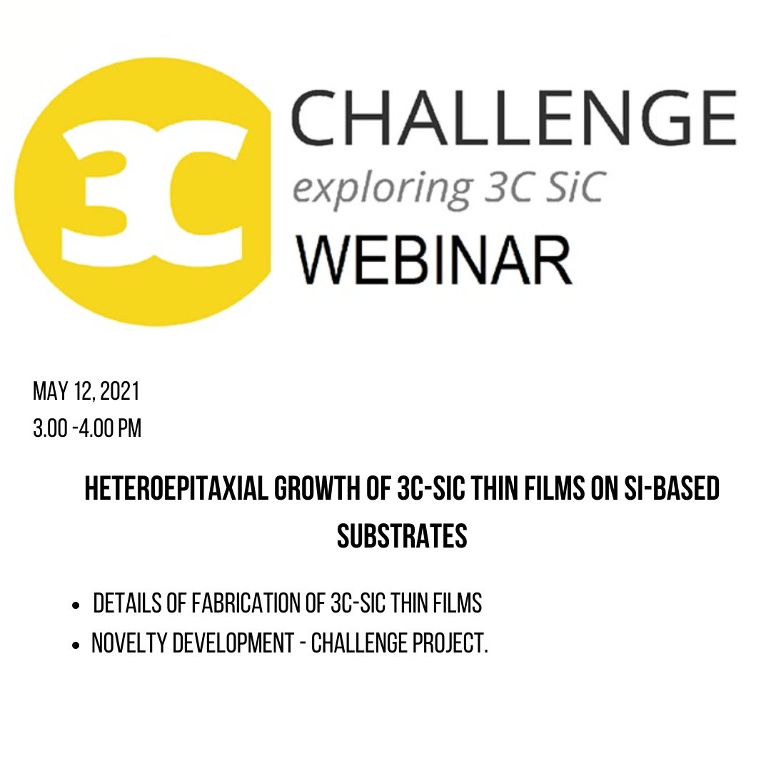 Our event “Heteroepitaxial growth of 3C-SiC thin films on Si-based substrates” is scheduled today at 3PM.
To know more: h2020challenge.eu/?newsId=1451
To register: eventbrite.com/e/heteroepitax…