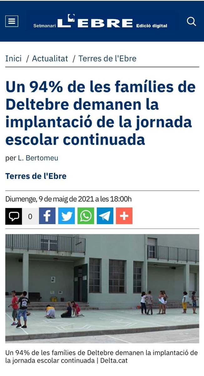 Exigim informació i votacions a  les escoles de CAT per poder conèixer la realitat. Demanem responsabilitat i democràcia 
#volemjornadacontinua
<a href="/tarragonaradio/">Tarragona Ràdio 🟣</a> <a href="/diaridtarragona/">Diari de Tarragona</a> <a href="/tac12_tv/">TAC 12</a> <a href="/plantabaixatv3/">Planta baixa TV3</a> <a href="/La_SER/">Cadena SER</a> <a href="/EPCatalunya/">Europa Press Catalunya</a> <a href="/elperiodico_cat/">El Periódico</a> <a href="/elpuntavui/">El Punt Avui 🎗️</a> <a href="/el_pais/">EL PAÍS</a>
<a href="/ABC_Barcelona/">ABC Barcelona</a>