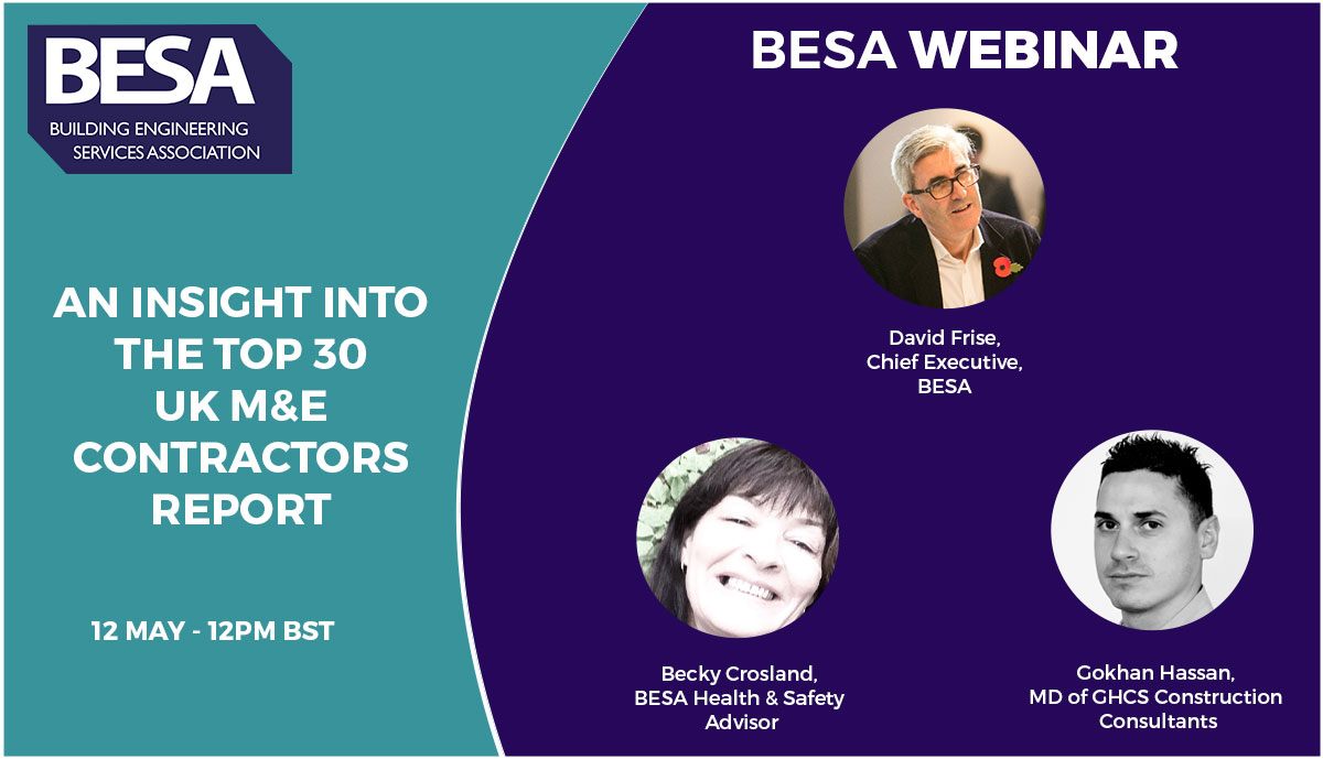 BESAGroup's tweet photo. Join us at 12pm this afternoon for an insight into the top 30 UK M&E contractors report. There is still time to register for free here, https://t.co/xhXaHypEZH
#BESAWebinar #Engineering #Construction https://t.co/Gzja4S4hpV