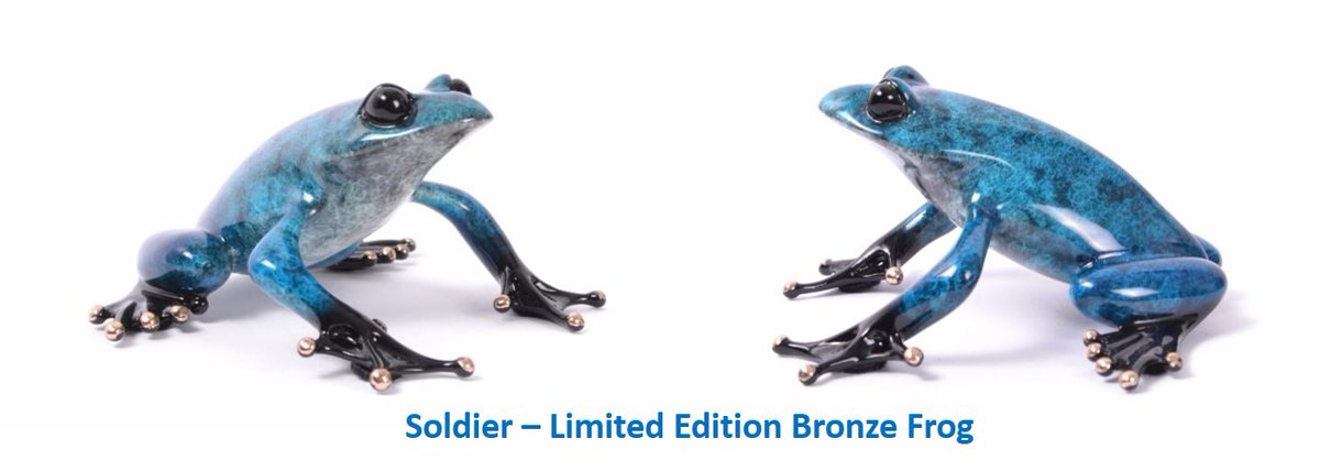 QuayArtPadstow's tweet photo. A mottled, cerulean blue frog stands sentry; diligently guarding the iconic #Frogman pond. Soldier, true to his name, is the ideal complement, and most welcome addition, to the collection.
See the Details https://t.co/O78eWhooGp
#Soldier #BronzeFrog #LimitedEdition #TimCotterill https://t.co/zwJwmwOmJt