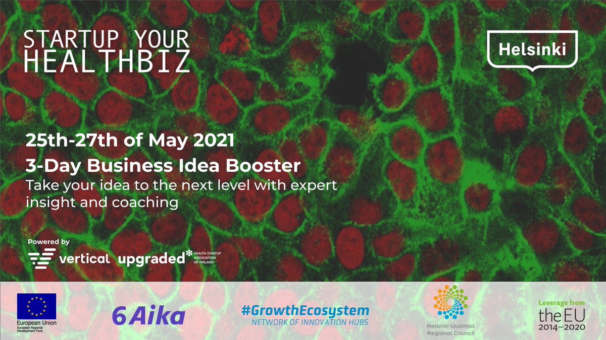 Hey Students and Researchers of the Greater Helsinki Area! City of Helsinki, together with <a href="/VerticalVC/">Vertical</a>  and <a href="/UpgradedFi/">Upgraded</a> , is bringing you Startup Your Healthbiz, a 3-day Business Idea Booster event!

More info: upgraded.fi/event/startup_…
Register here: forms.gle/kWMSo4jJVbEjEA…