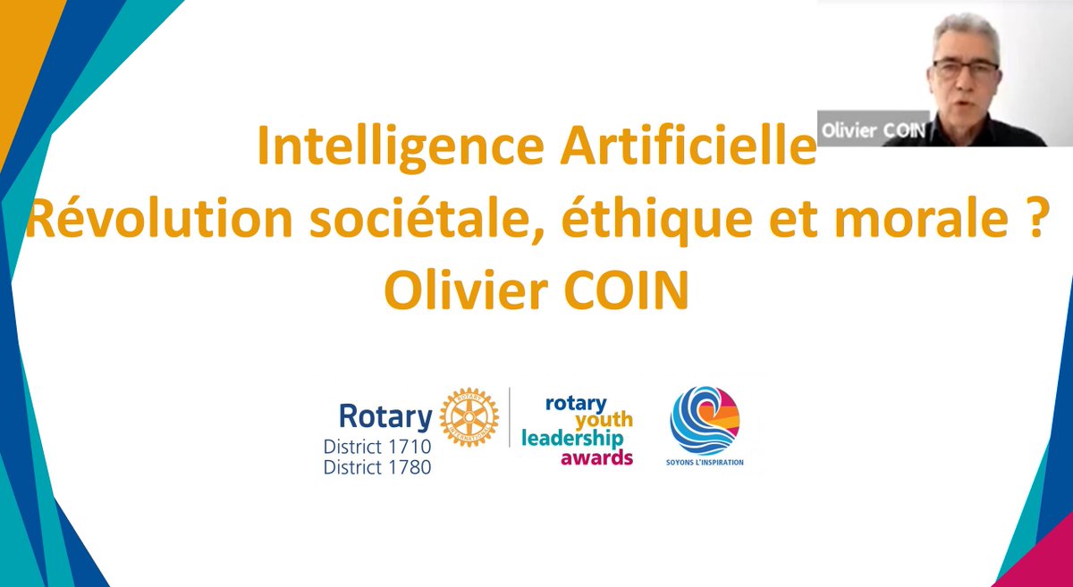 OlivierCoin's tweet photo. Très honoré d’avoir pu m’exprimer sur le thème « Intelligence Artificielle : Révolution sociétale, étique et morale ? » 
Et merci au ROTARY d’avoir acheté mon livre "Il est grand temps de s'éveiller à l'IA" droits d’auteurs sont entièrement reversés à la Fondation Perce Neige https://t.co/MEY9R79KYX