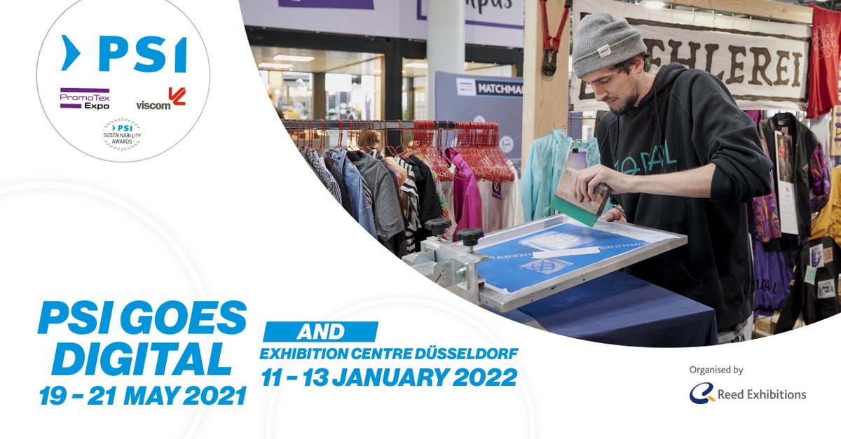 Not only digital, the next presence trade show from 11 to 13 January 2022 is already being planned. For a clearer concept, the trade show sections of PromoTex and viscom will be integrated into PSI in the future. Here's the official press release: bit.ly/3hojwpr