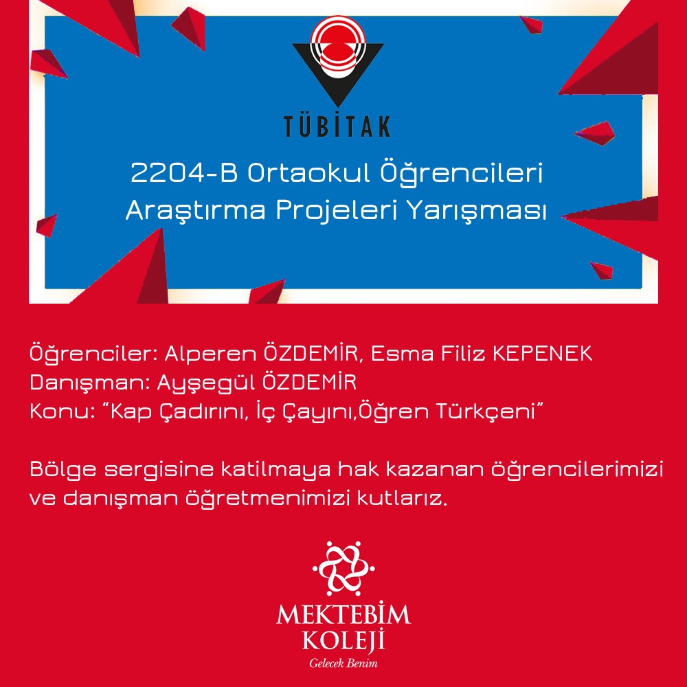 ulassalihozdemi's tweet photo. Değerli Velimiz 
Okulumuzun başarıları devam ediyor.
Daha önceden 4 TÜBİTAK Projesi ile elemeleri geçen okulunuz ve öğrencilerimiz.
2204 TÜBİTAK Ortaokul Projesi ile Bölge Yarışmasına  katılmaya hak kazanmıştır.
Katılan öğrencilerimizi ve danışman öğretmenlerimizi tebrik ederiz. https://t.co/DPGHj7A7nX