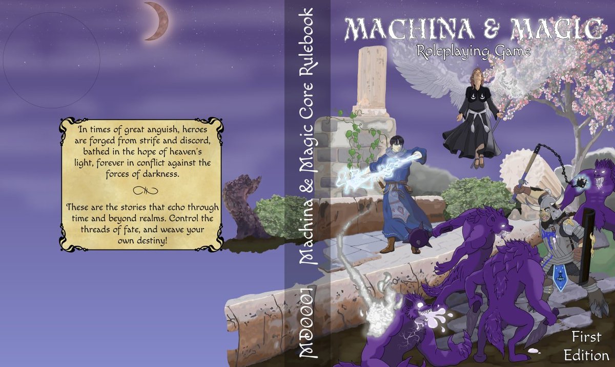 catboydale's tweet image. It's all coming together. Woooo. Can't wait to finish this bad boy. I am going to be sooo happy to feel this cover in my hands in hardback form. #ttrpgfamily #ttrpgsolidarity #MachinaAndMagic