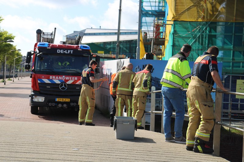 NU ONLINE: Brandweer bevrijdt nijlgans bij brug Houttuinen Delft..
