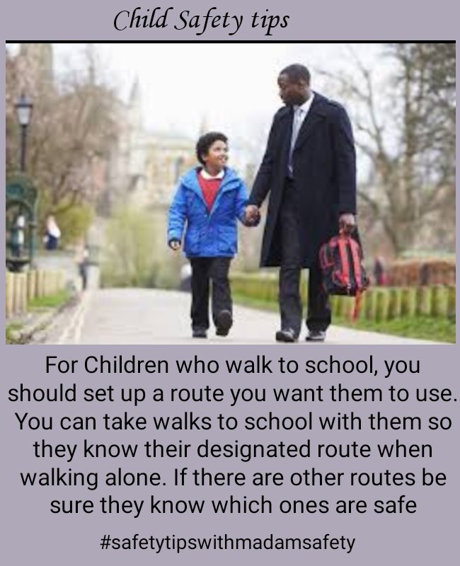 For children who walk to school, you must identify safe routes for them, knowing some routes have higher risk of harm, @TamaraParrisEHS @dfoy2 @AIbegbu @AfriSAFE2021 @DAHYow @Gidi_Traffic @OSHAfrica #safetytipswithmadamsafety #safetyeducation #childsafety #healthandsafety #safety